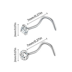 12PCS Stainless Steel Crystal Nose Studs & Rings for Women