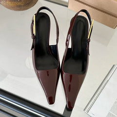 Aneikeh 2025 Summer New Band Women Pumps Shoes Fashion Shallow Slip On Slingback Sandals Thin High Heel Dress Sexy Pumps Shoes