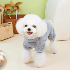 Soft Warm Fleece Dog Jumpsuit – Crown Pattern Pet Clothes for Small Dogs & Cats