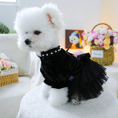 Black Sahara Rose Pet Dress – Warm Autumn/Winter Wedding Outfit for Small & Medium Dogs