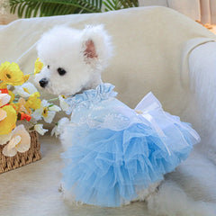 Sky Blue Waltz Pet Dress – Summer Wedding Princess Outfit for Dogs & Cats