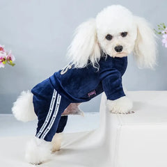 Soft Velvet Dog Clothes – Warm Winter Hoodie Jumpsuit for Small Dogs & Cats