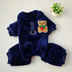 Fleece Warm Pet Clothes – Winter Dog Jumpsuit Pajamas