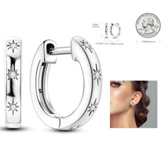 925 Silver Hoop Earrings for Women – Zircon Heart & Star Drops