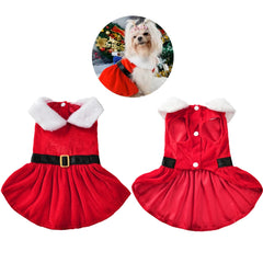Christmas Pet Dress 🎄 Red Princess Outfit for Small Dogs & Cats