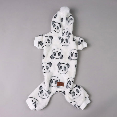 Panda Plush Dog Pajamas – Warm Fleece Winter Onesie for Small Dogs & Puppies