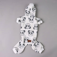 Panda Plush Dog Pajamas – Warm Fleece Winter Onesie for Small Dogs & Puppies