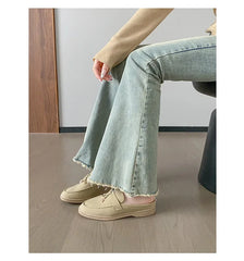 New 2025 Soft Bottom Tassel Lock Buckle High Top Loafers Women's round Toe Mid Heel Comfortable Leather Shoes Leisure Style