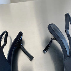 2024 Spring New Brand Woman Slingback Shoes Fashion Bowknot Ladies High Heels Elegant Pointed Toe Slip on Sandal Mules D110