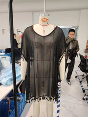 Women Beach Cover Up Lace Hollow Crochet Swimsuit Beach Dress Women 2025 Summer Cover-Ups Bathing Suit Ladies Beach Wear Tunic