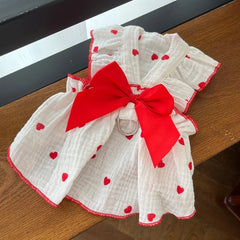 Strawberry Dog Dress 🍓 Cute Summer Outfit with Bow for Small Dogs & Cats