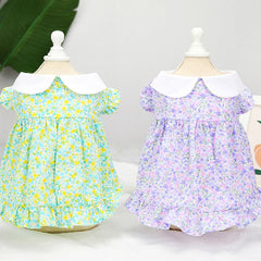 Floral Summer Dog Dress 🌸 Soft Breathable Outfit for Small Dogs & Cats