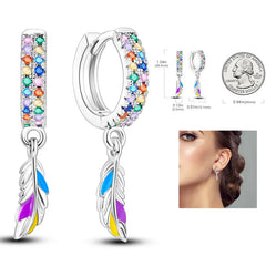 925 Silver Hoop Earrings for Women – Zircon Heart & Star Drops