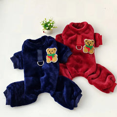 Fleece Warm Pet Clothes – Winter Dog Jumpsuit Pajamas
