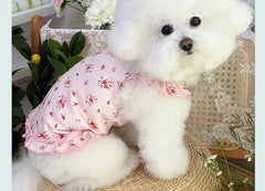 Pet Floral Tutu Dress – Mesh Layered Skirt for Small Dogs & Puppies