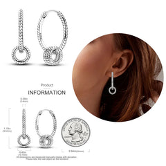 925 Silver Hoop Earrings for Women – Zircon Heart & Star Drops