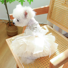 White Princess Dog Dress – Breathable Spring/Summer Wedding Pet Outfit for Small & Medium Dogs