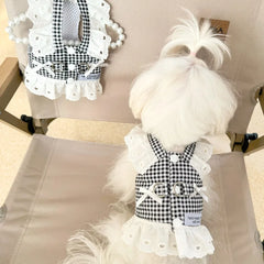 Plaid Lace Dog Harness Vest 🐾 Summer Walking Outfit for Small Dogs