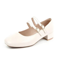 Burgundy Patent Mary Jane Pumps – Double Buckle Vintage Low Block Heels (2025)