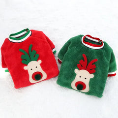 Christmas Dog Hoodie – Warm Winter Elk & Santa Pet Costume for Small & Medium Dogs