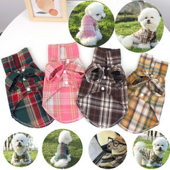 Summer Plaid Pet Shirt – Cotton Vest for Small Dogs
