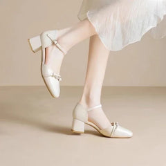 Pearl Heels – Elegant Ankle Strap Dress Shoes (2025)