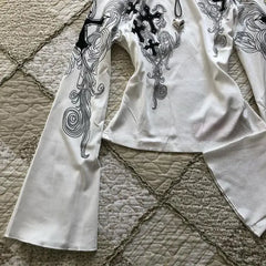 Vintage Off-Shoulder Flared Sleeve Top