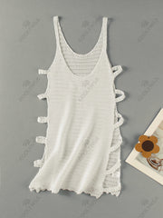 Sexy Knit Striped Side Cut-Out Mini Beach Dress – Women’s Swimsuit Cover-Up