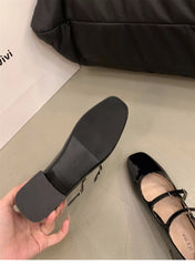Retro Mary Jane Shoes – Glossy Medium Heel Comfort Ballet Pumps