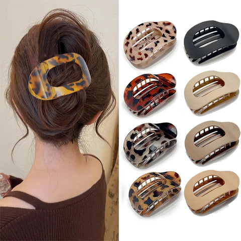 Fashion Oval Leopard Flat Hair Clips for Women