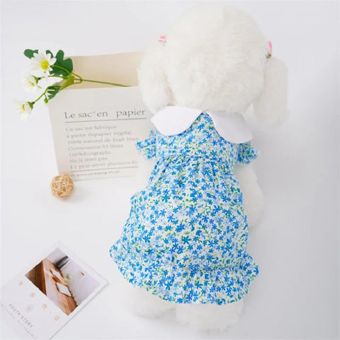 Floral Summer Dog Dress 🌸 Soft Breathable Outfit for Small Dogs & Cats
