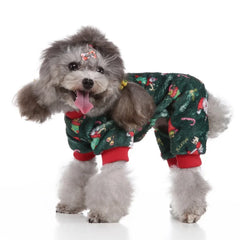 Christmas Winter Dog Pajamas – Warm Pet Clothes for Small Dogs & Cats
