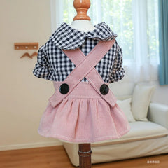 Black Button Plaid Dog Dress 👗 Spring & Summer Outfit for Small Dogs & Cats