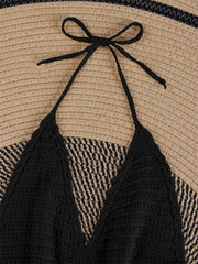 Knit Halter V-Neck Mini Dress – Side Cross Straps Beach Cover-Up (2025)