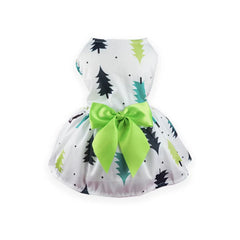 Christmas Pet Dog Dress – Holiday Bow Waistband Outfit for Puppies & Small Dogs