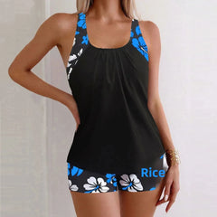 Black Slim-Fit Tankini Bikini Set – Women’s Split Swimsuit 2025