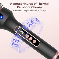 1.5" Thermal Ionic Curling Brush – Loose Curls & Volume Styler (9 Heat Settings)