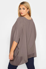 Plus Size Women’s Loose Cape Blouse – 3/4 Sleeve Summer Tunic