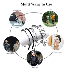 1/6PCS Metal Wavy Hair Bands – Unisex Black Head Hoop