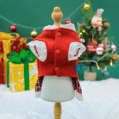 Gingerbread Christmas Pet Dress 🎄 Warm Red Winter Outfit for Dogs & Cats