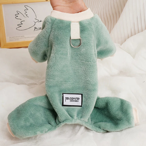 Fleece Warm Pet Clothes – Winter Dog Jumpsuit Pajamas