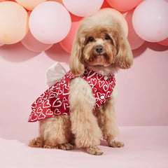 Valentine’s Day Dog Dress ❤️ Red Tulle Bowknot Outfit for Small Dogs & Cats