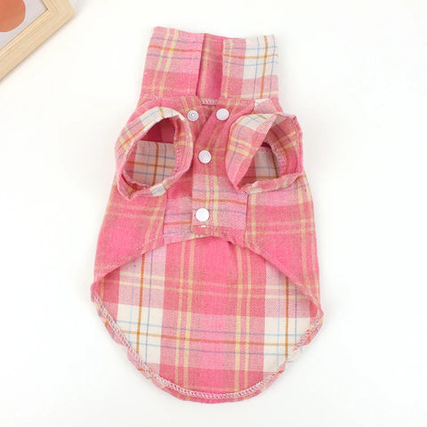 Summer Plaid Pet Shirt – Cotton Vest for Small Dogs