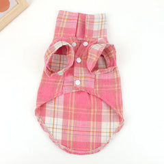 Summer Plaid Pet Shirt – Cotton Vest for Small Dogs