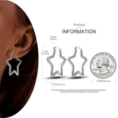 925 Silver Hoop Earrings for Women – Zircon Heart & Star Drops
