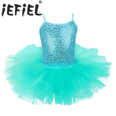 Girls Sequined Ballet Tutu Dress – Professional Dance Costume