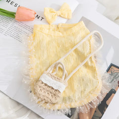 Cute Floral Lace Pet Dress Harness – Cute Spring/Summer Outfit for Small Dogs & CatsCat Dog Floral Crossbody Vest Harness - Spring/Summer Lace Dress Two-Legged Outfit for Teddy Dogs & Cats, Pet Clothes