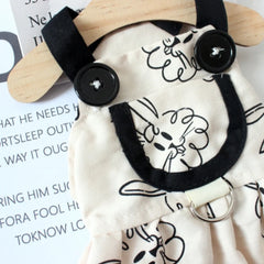 Rabbit Print Dog Dress 🐰 Cute Sling Jumpsuit Outfit for Pets