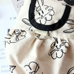 Rabbit Print Dog Dress 🐰 Cute Sling Jumpsuit Outfit for Pets