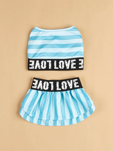 Striped Summer Dog Dress 🌞 Cool Swimwear Outfit for Small Dogs & Cats